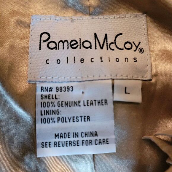 Vtg 80's Pamela McCoy Native American Fringed Leather Shacket Jacket Tan Sz L - Picture 4 of 15